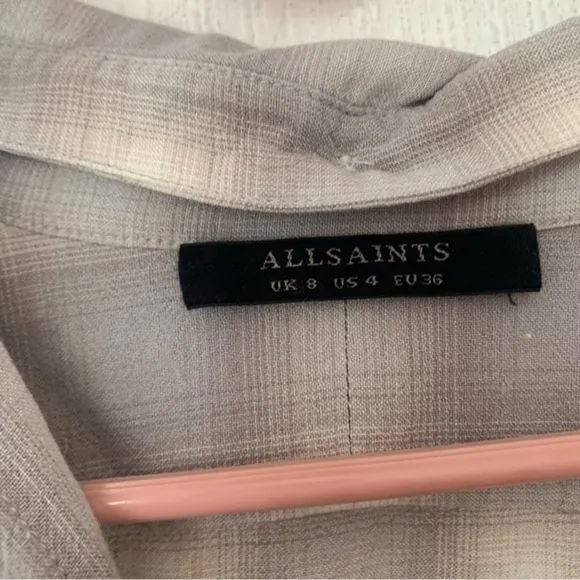 ✅ All Saints Shirt Dress Marlon Check Flannel Mini Light Blue
