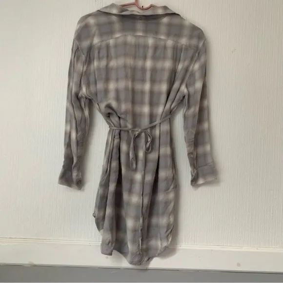 ✅ All Saints Shirt Dress Marlon Check Flannel Mini Light Blue