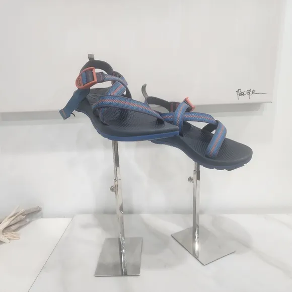 [ CHACOS] BOYS SIZE 4, blue and orange OPEN TOE SPORT SANDAL.