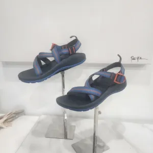 [ CHACOS] BOYS SIZE 4, blue and orange OPEN TOE SPORT SANDAL.