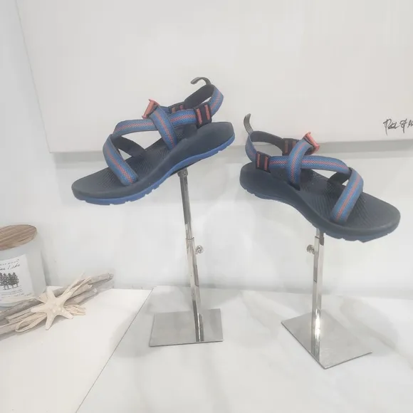 [ CHACOS] BOYS SIZE 4, blue and orange OPEN TOE SPORT SANDAL.