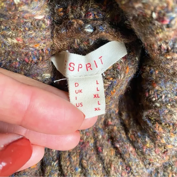 🍂 ESPRIT BROWN MULTI KNIT TURTLENECK SLIT SWEATER DRESS/TUNIC!