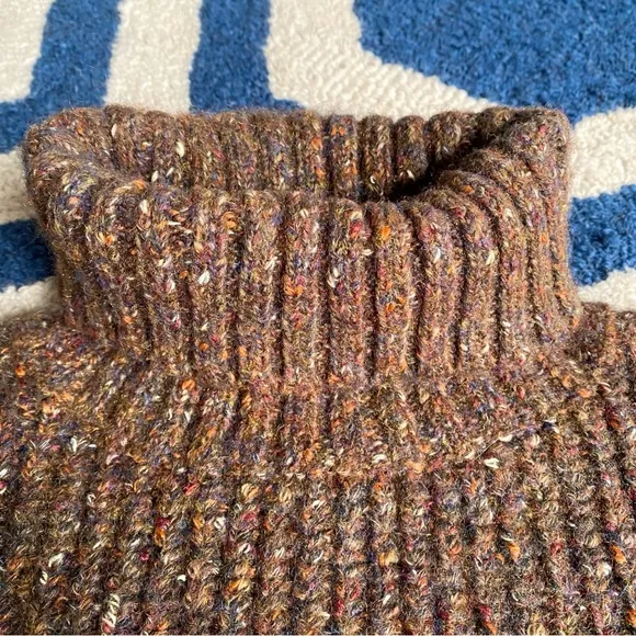 🍂 ESPRIT BROWN MULTI KNIT TURTLENECK SLIT SWEATER DRESS/TUNIC!