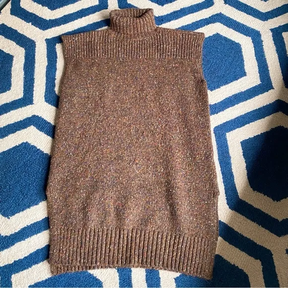 🍂 ESPRIT BROWN MULTI KNIT TURTLENECK SLIT SWEATER DRESS/TUNIC!
