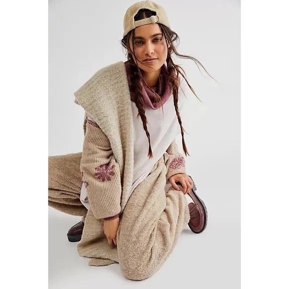 💕 FREE PEOPLE make it cozy swit knit turtleneck tunic top size M, ash combo