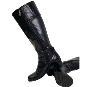 🎉 HP! ❤️ Bandolino Cazadora Black Leather Riding Boots