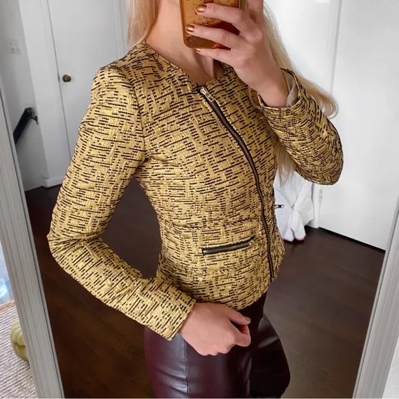 ⭐️ MANGO GOLD BLACK METALLIC BLAZER JACKET!