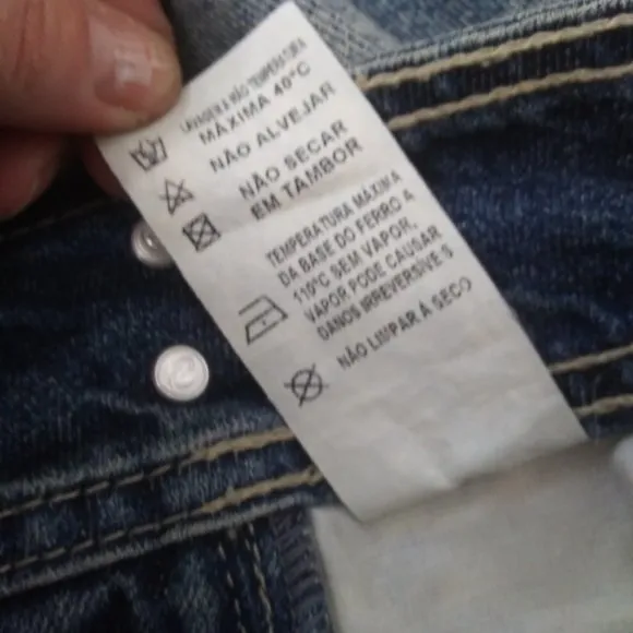 - NWOT Lanca Perfume sexy distressed cotton denim mini skirt lots of branding