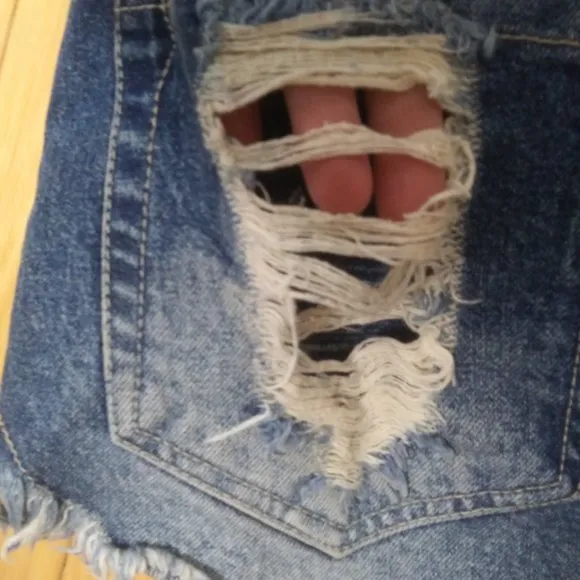 - NWOT Lanca Perfume sexy distressed cotton denim mini skirt lots of branding
