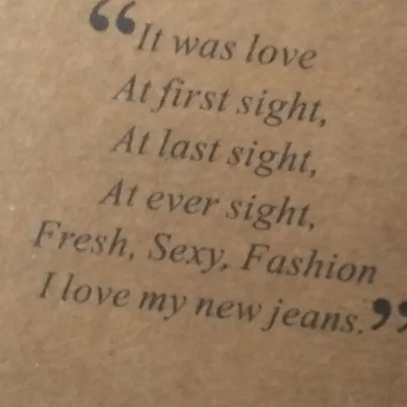 - NWOT Lanca Perfume sexy distressed cotton denim mini skirt lots of branding