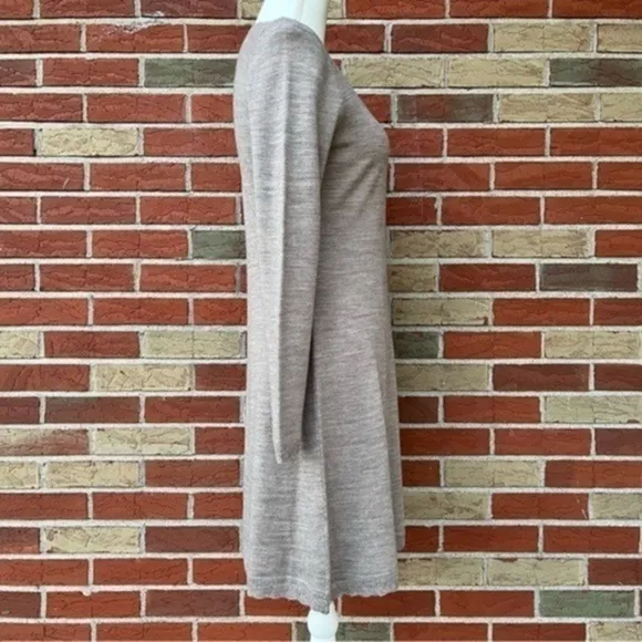 ⛄️ NWT Tahari Merino Wool Long Sleeve Brown White Sweater Dress