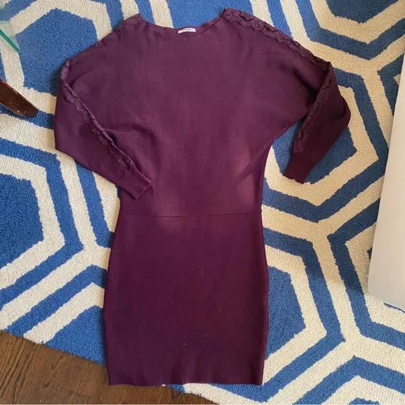 🍇 ORSAY PURPLE LACE WOVEN LONG SLEEVE DRESS!