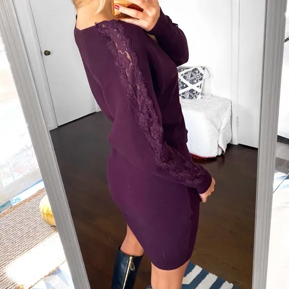 🍇 ORSAY PURPLE LACE WOVEN LONG SLEEVE DRESS!