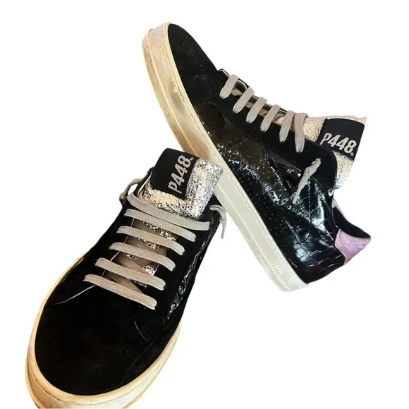 ▶️ P448 ◀️ You Can Surf later Black Croc Patent Leather. Size EU 39 US 8.5 / 9