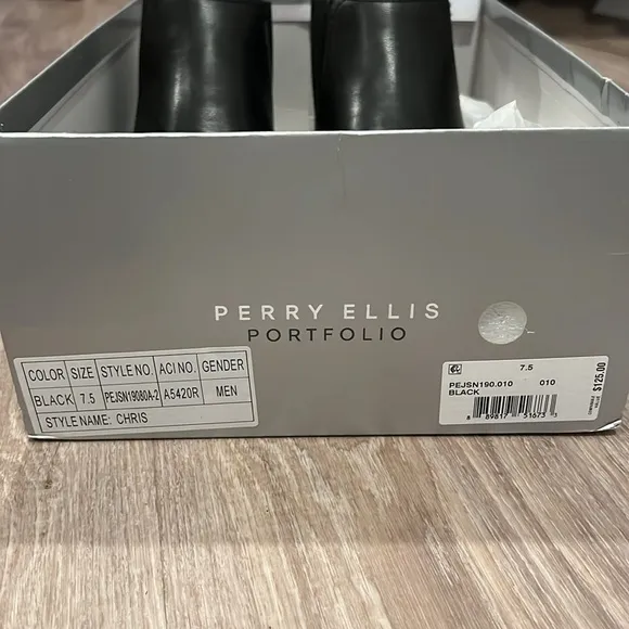 💕 Perry Ellis NWT portfolio Men’s dress shoes. Style:Chris. Black. Sz 7.5.