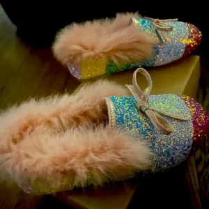 🌈 RAINBOW CRYSTAL SLIP ON KID SHOEs SIZE 33 (2y)