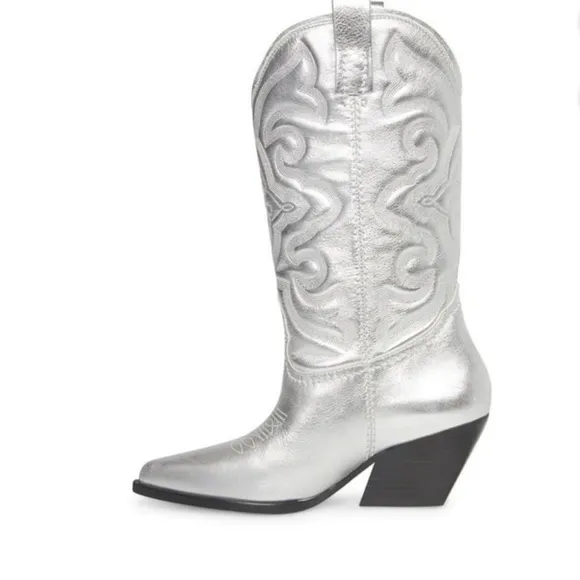 🔥 🔥 Steve Madden Silver Cowboy Boots brand new