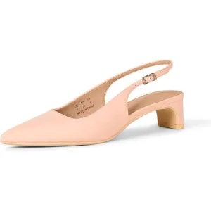 ⭐ Women's Black Faux Patent Leather Slingback Block Heel