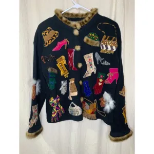 1990s Design Options Purses Shoes Fashionista Fran Mob Fur Teacher Cardigan M