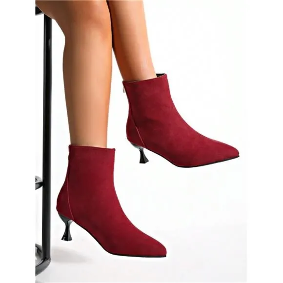 2024 Autumn/Winter Fashion Pointed Toe Thin High Heel Women Short Boots