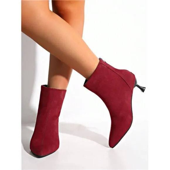 2024 Autumn/Winter Fashion Pointed Toe Thin High Heel Women Short Boots