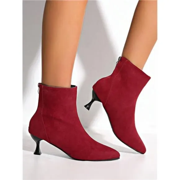 2024 Autumn/Winter Fashion Pointed Toe Thin High Heel Women Short Boots