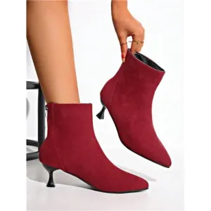 2024 Autumn/Winter Fashion Pointed Toe Thin High Heel Women Short Boots