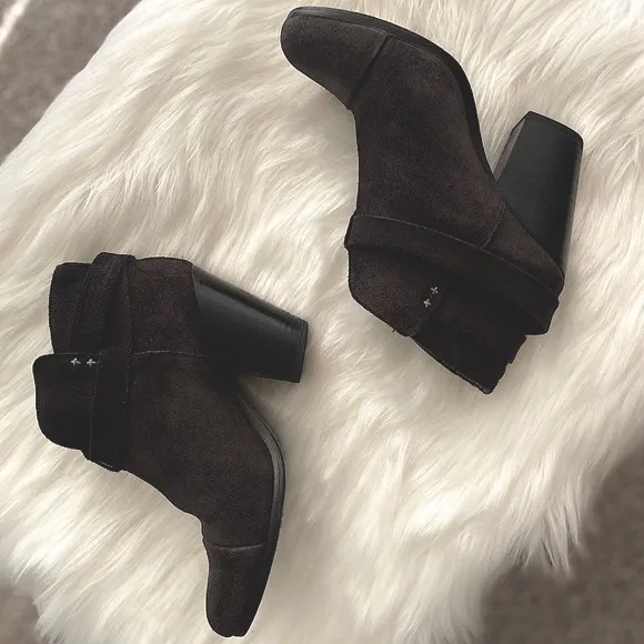 #243 Rag &amp; Bone Soft Black Distressed Boho Leather Heel Boots