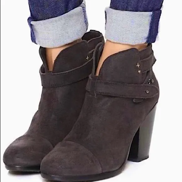 #243 Rag &amp; Bone Soft Black Distressed Boho Leather Heel Boots