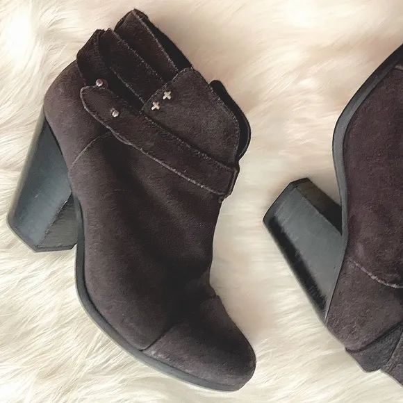 #243 Rag &amp; Bone Soft Black Distressed Boho Leather Heel Boots