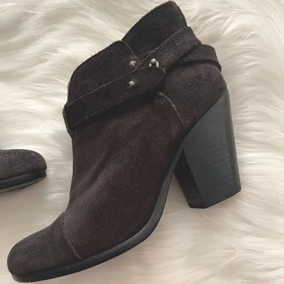 #243 Rag &amp; Bone Soft Black Distressed Boho Leather Heel Boots