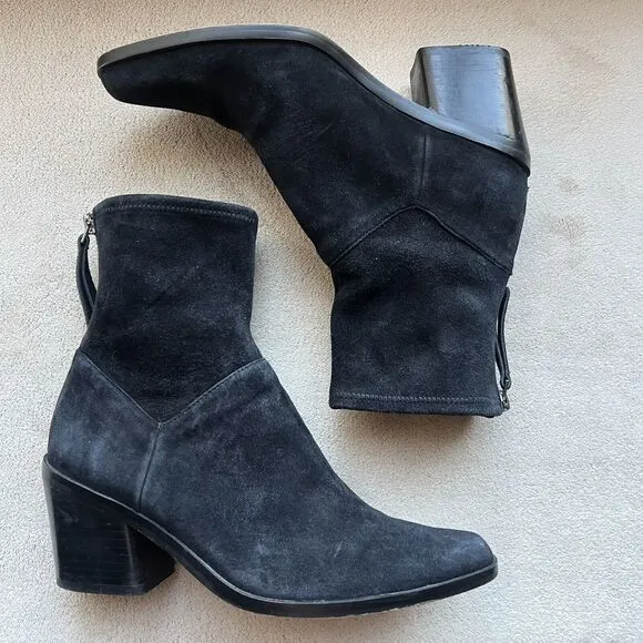 27 EDIT by Naturalizer Berkley 2 Black Suede Leather Western Cowgirl Bootie 6.5