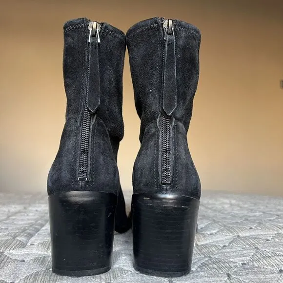 27 EDIT by Naturalizer Berkley 2 Black Suede Leather Western Cowgirl Bootie 6.5