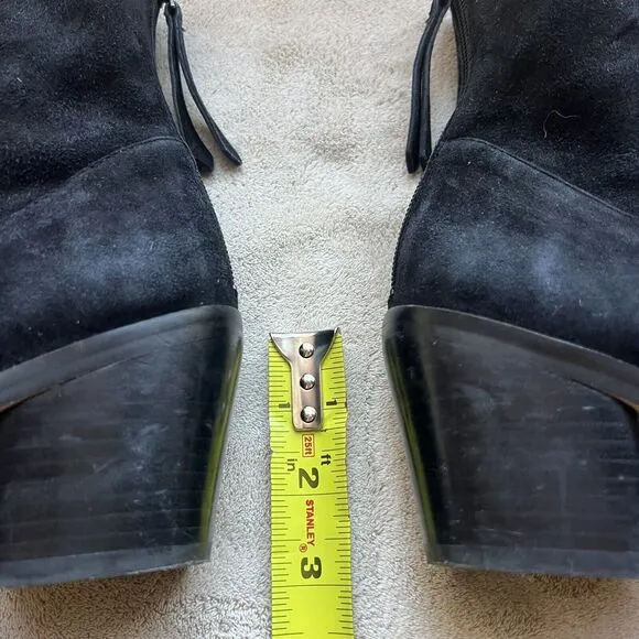 27 EDIT by Naturalizer Berkley 2 Black Suede Leather Western Cowgirl Bootie 6.5