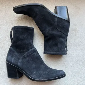 27 EDIT by Naturalizer Berkley 2 Black Suede Leather Western Cowgirl Bootie 6.5