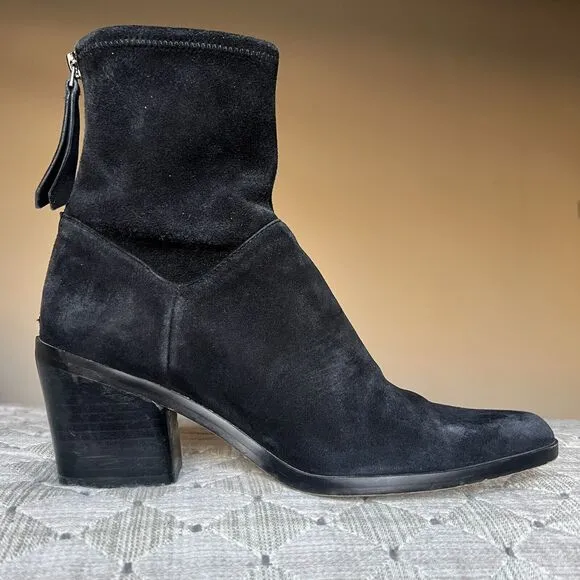27 EDIT by Naturalizer Berkley 2 Black Suede Leather Western Cowgirl Bootie 6.5