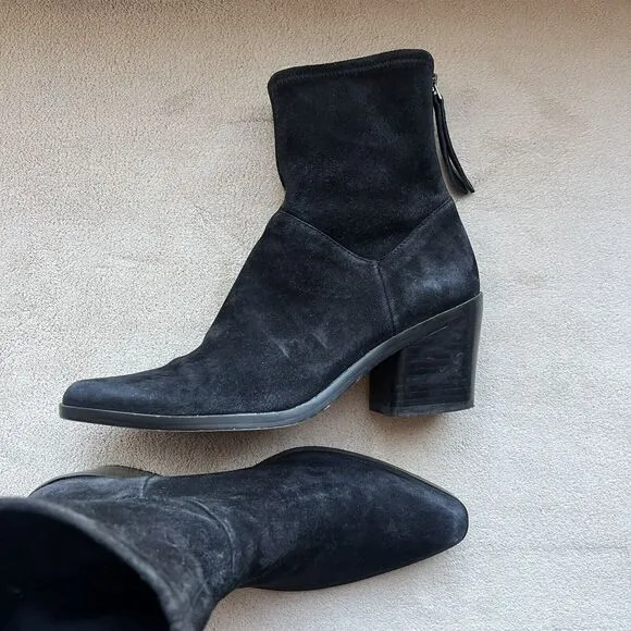 27 EDIT by Naturalizer Berkley 2 Black Suede Leather Western Cowgirl Bootie 6.5
