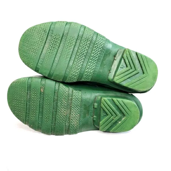 27) HUNTER Hunter Green waterproof boots Reflectors Sz. Boys 1 Girls 2