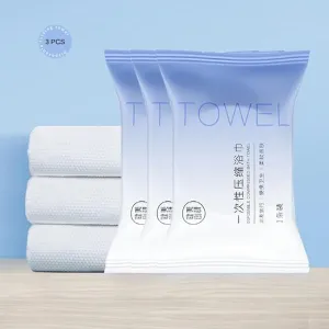 3 Pcs Disposable Bath Towels, 55 x 27 inch Travel Bath Towel, Portable Towels Camping Wipes Magic Towels Compressed Bath Towel Wash Cloth for Hiking, Beach,Swimming and Traveling- Portable & Reusable