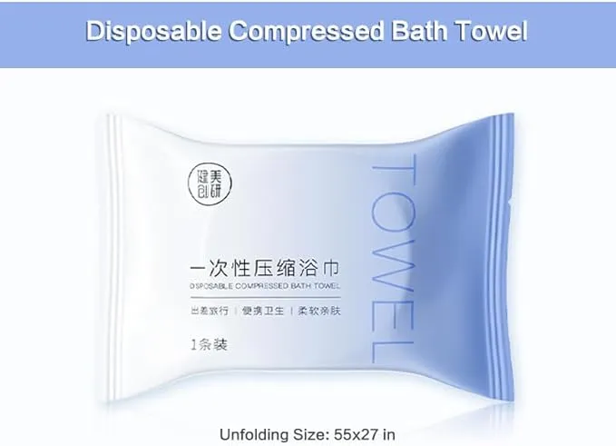 3 Pcs Disposable Bath Towels, 55 x 27 inch Travel Bath Towel, Portable Towels Camping Wipes Magic Towels Compressed Bath Towel Wash Cloth for Hiking, Beach,Swimming and Traveling- Portable & Reusable