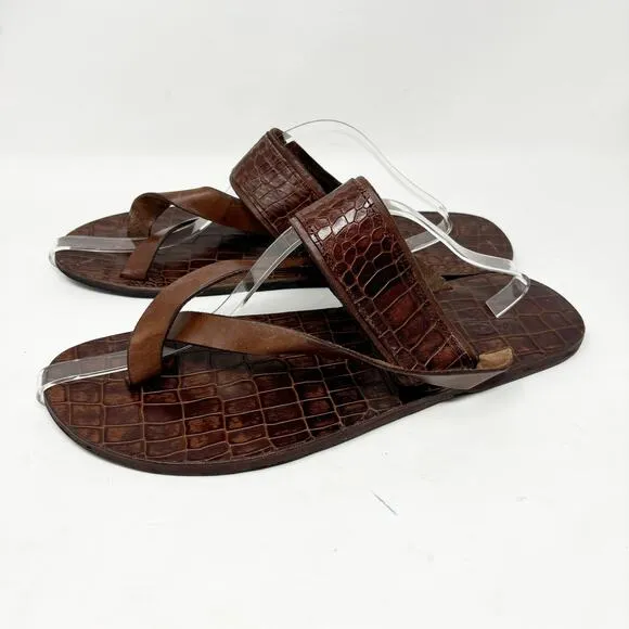 313 EKO Handmade Shoes Bespoke Hand Crafted Leather Sandals Size 14 Brown