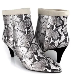 42 Gold Ojai Snakeskin Print Pointed Toe Heeled Leather Ankle Boot-Size 7  NWOB