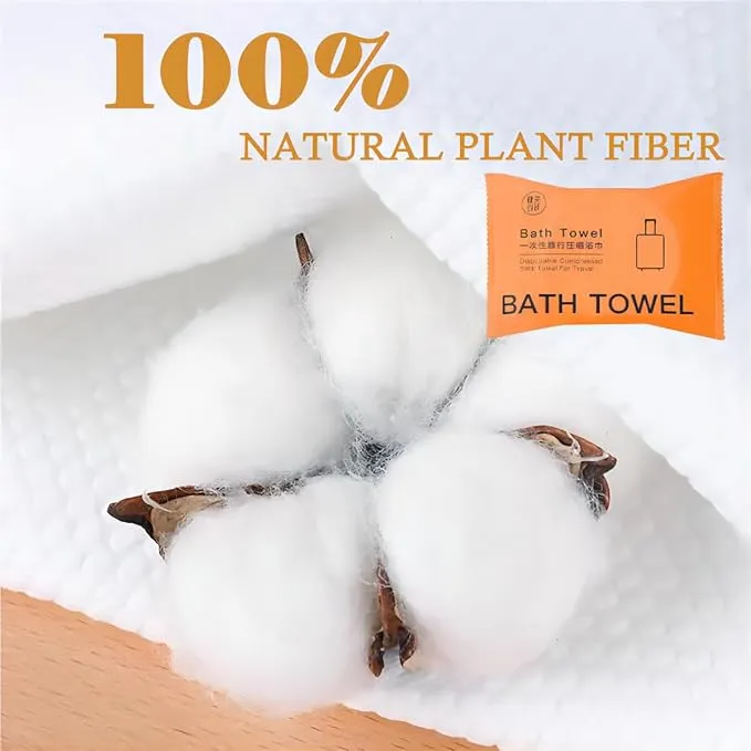 5 Pcs Disposable Bath Towels Tablets,55 x 27 inch Disposable Towels for Travel,Water Absorption Strong,Suitable for Hiking,Camping, Beach,Swimming and Traveling- Portable Light and Reusable