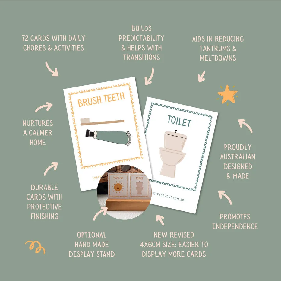 72 Daily Routine Cards & timber stand
