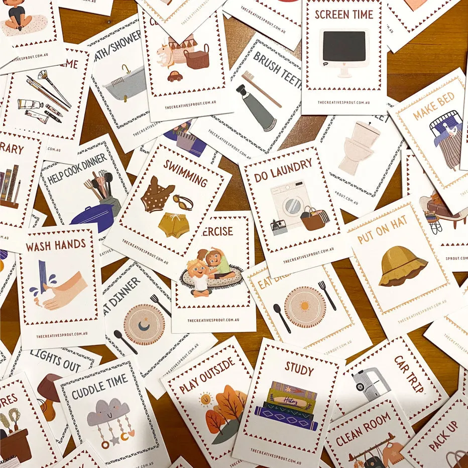 72 Daily Routine Cards & timber stand