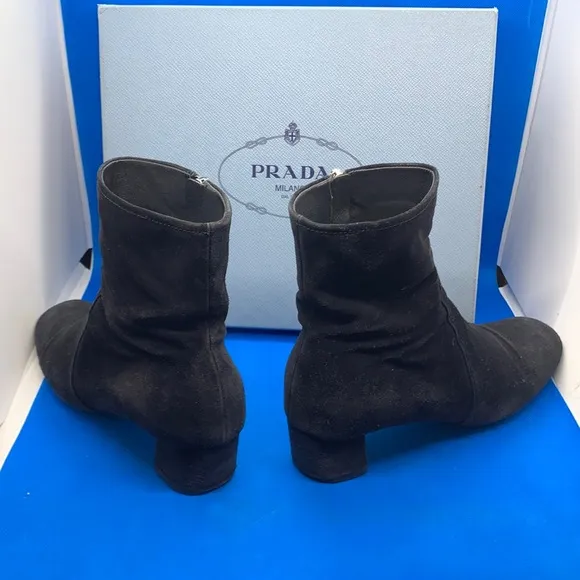 $990🔥 PRADA style # 3T5524 Black Women's Ankle Heels Boots/Booties