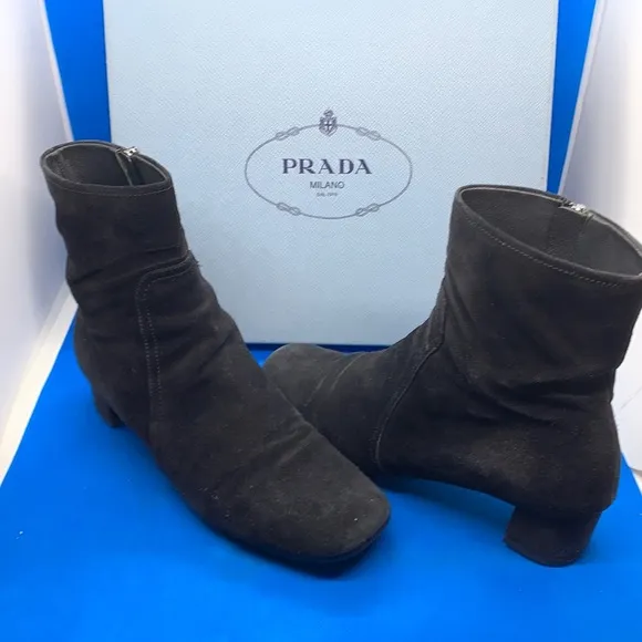 $990🔥 PRADA style # 3T5524 Black Women's Ankle Heels Boots/Booties