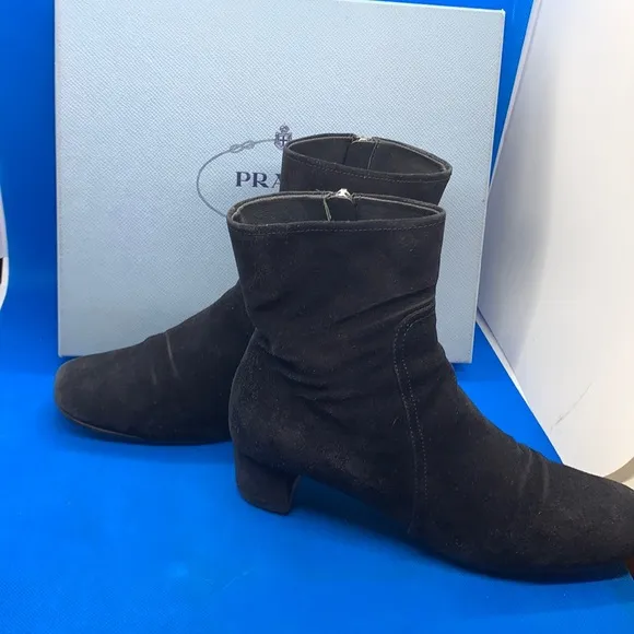 $990🔥 PRADA style # 3T5524 Black Women's Ankle Heels Boots/Booties