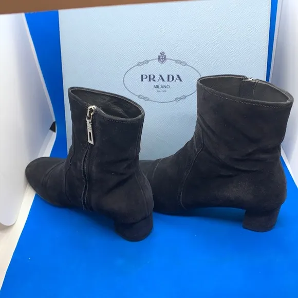 $990🔥 PRADA style # 3T5524 Black Women's Ankle Heels Boots/Booties
