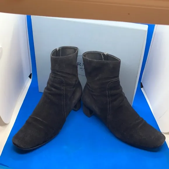 $990🔥 PRADA style # 3T5524 Black Women's Ankle Heels Boots/Booties
